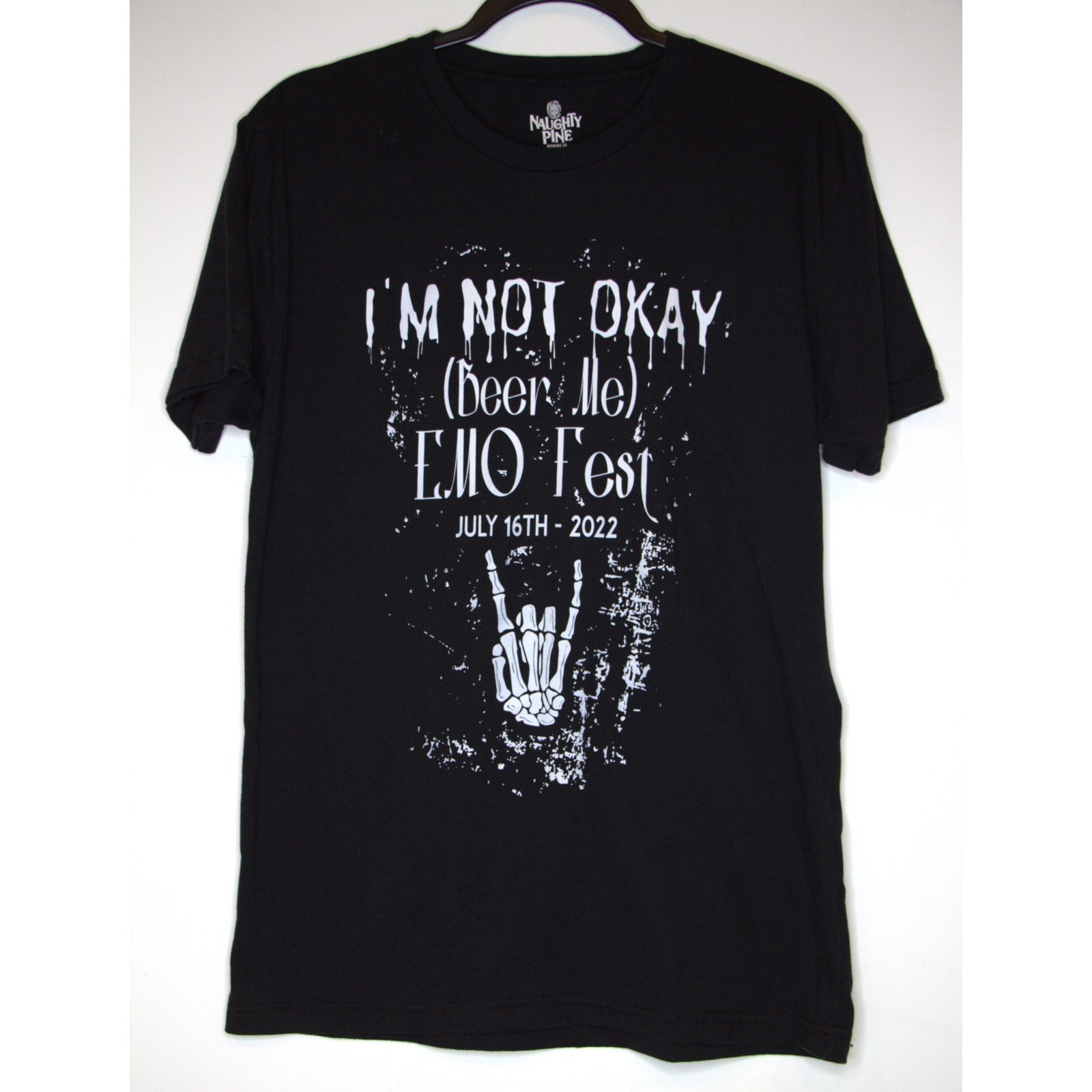 Emo Fest Beer Me T-Shirt I'm Not Ok M Naughty Pine Brew Co Black